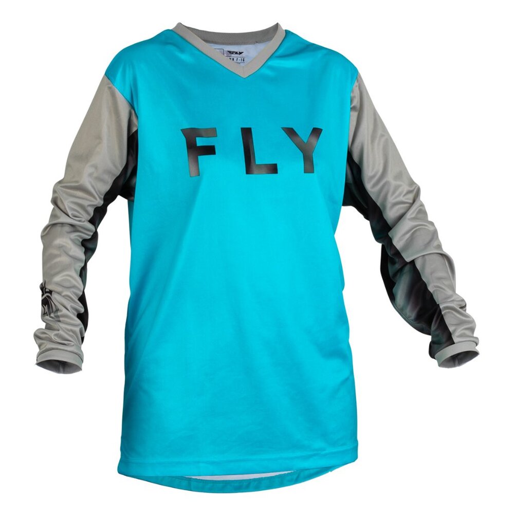Fly Racing Women’s Teal and Gray V-Neck Jersey